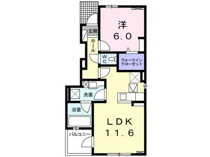 ダイアリーI(1LDK/1階)の間取り写真