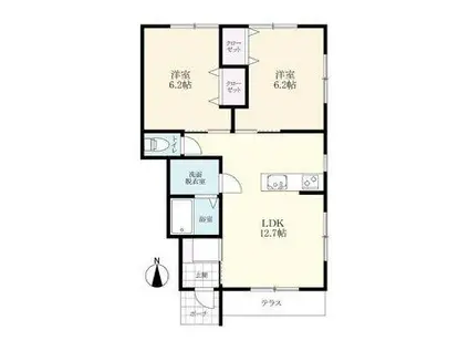 ビオス川副(2LDK/1階)の間取り写真