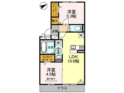 プラージュ SAKIGAKE(2LDK/1階)の間取り写真