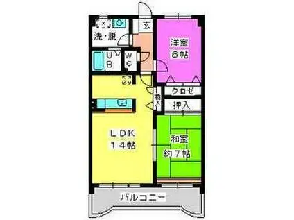 アゼリアII(2LDK/2階)の間取り写真