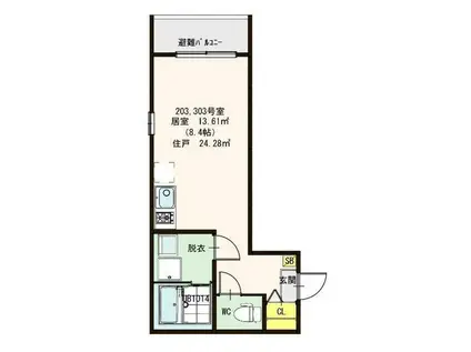 CFハイツ小岩(ワンルーム/2階)の間取り写真