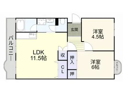 メゾン藤本(2LDK/3階)の間取り写真
