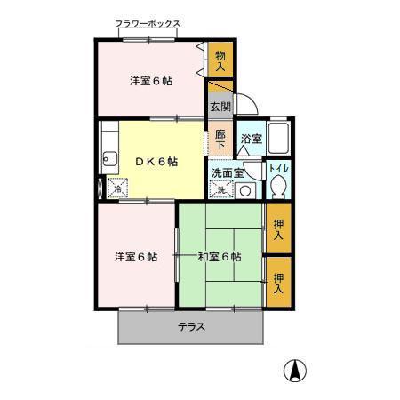 サニーコーポ富士見B(3DK/1階)の間取り写真
