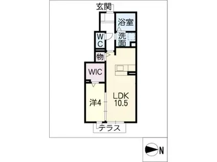 エムグランデ A棟(1LDK/1階)の間取り写真