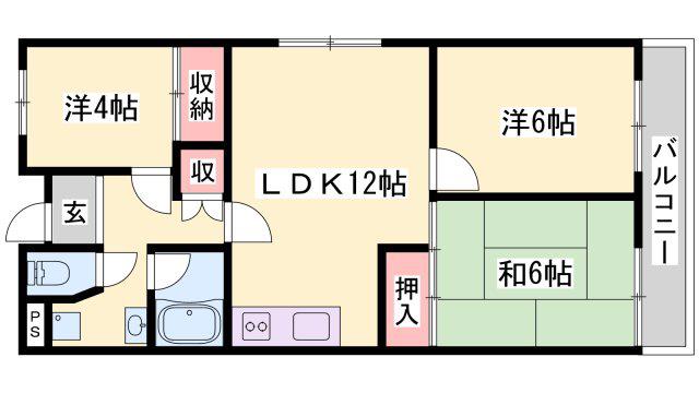 東山ハイツ(3LDK/2階)の間取り写真