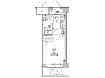 ユーコート千歳烏山(1K/5階)の間取り写真