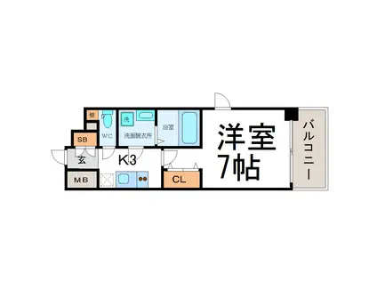 エスキュート尼崎(1K/9階)の間取り写真