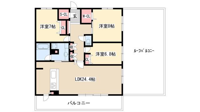 テラッツァ白壁(3LDK/8階)の間取り写真