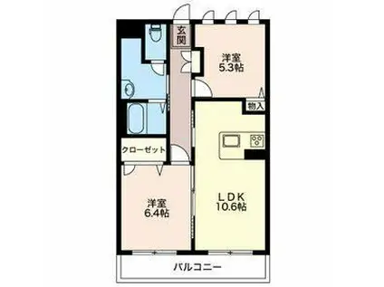 VENT VERTII(2LDK/2階)の間取り写真