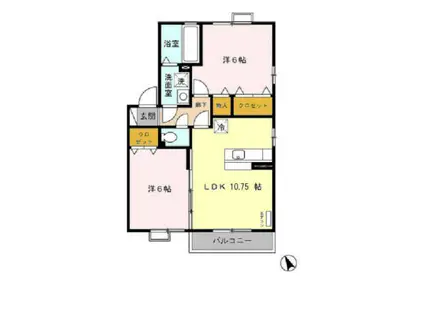 リビングタウンみらい平 D(2LDK/2階)の間取り写真