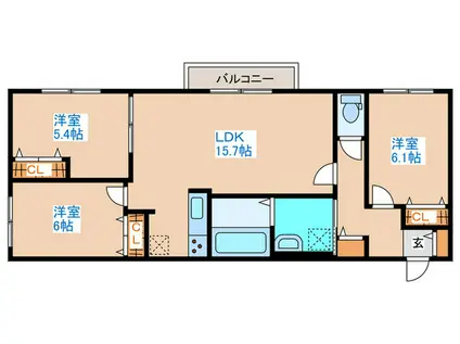 EN 本通17(3LDK/3階)の間取り写真