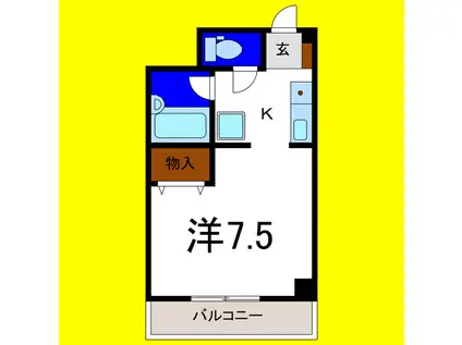 ハイツみやび(1K/3階)の間取り写真