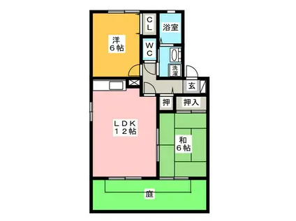 リヴェール(2LDK/1階)の間取り写真