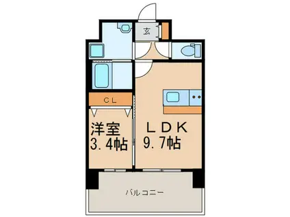 プレベール平尾駅前(1LDK/4階)の間取り写真