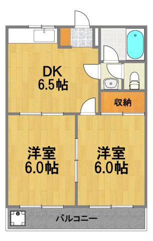 レジデンス福生(2DK/1階)の間取り写真