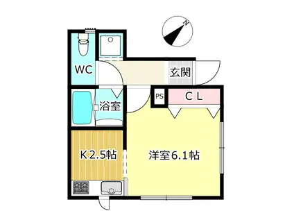 サングレースI(ワンルーム/1階)の間取り写真