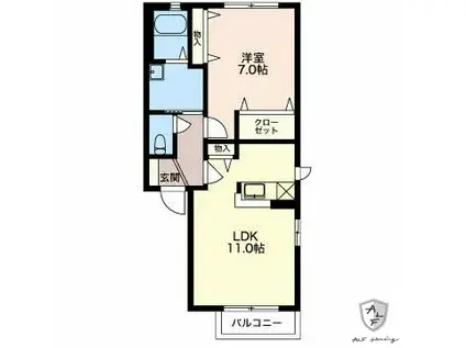 フロマージュ B(1LDK/1階)の間取り写真