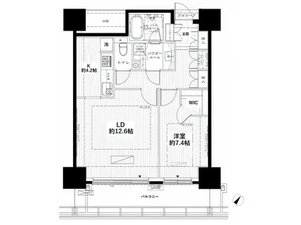 カテリーナ三田タワースイートウエストアーク(1LDK/26階)の間取り写真