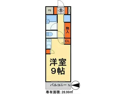 スコットヒルズ(1K/2階)の間取り写真