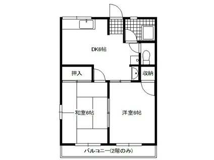 シティハイムウメハラ(2DK/2階)の間取り写真