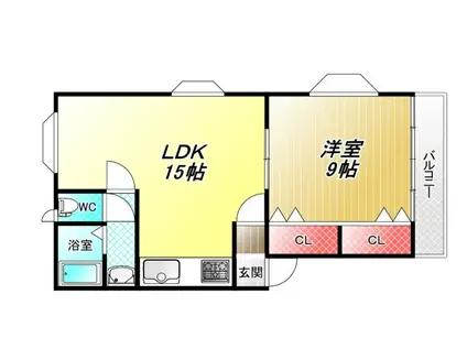 坂根第2ハイツ(1LDK/2階)の間取り写真