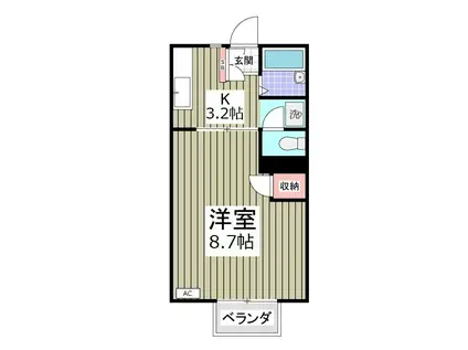 パステルハイツ(1K/2階)の間取り写真