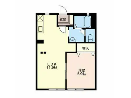 シャルムA(1LDK/1階)の間取り写真