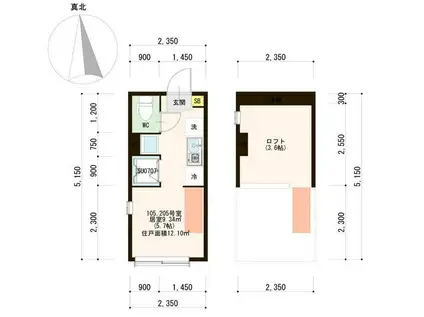 ハーモニーテラス上高田II(ワンルーム/2階)の間取り写真