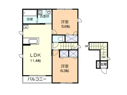 シャルムII(2LDK/2階)の間取り写真