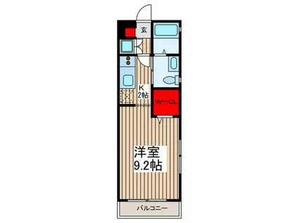 ユグランス北浦和(1K/2階)の間取り写真