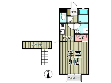 エスペランサ(1K/2階)の間取り写真