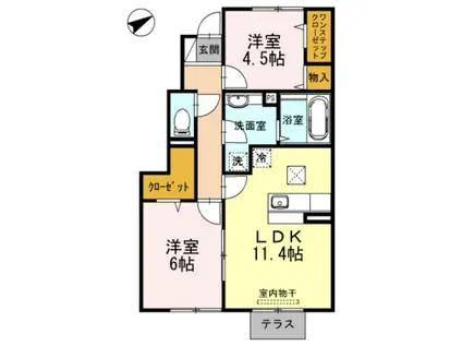 ビアン メゾン(2LDK/1階)の間取り写真