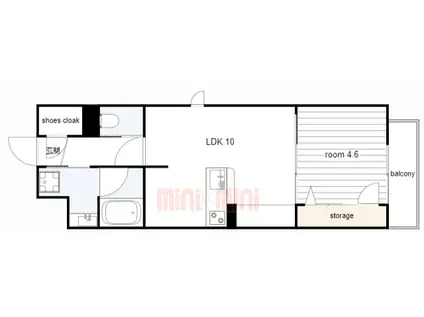 アイエフノヴァ水波町(1LDK/1階)の間取り写真