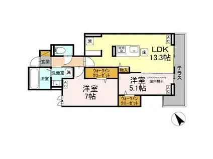 YAMAJUII(2LDK/1階)の間取り写真