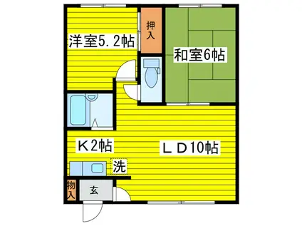 コーポ藤(2LDK/1階)の間取り写真