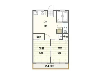 シャインライフ高山(2DK/1階)の間取り写真