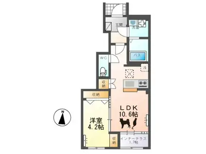 ＪＲ水郡線 上菅谷駅 徒歩14分 2階建 新築(1LDK/1階)の間取り写真