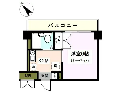 ドルフ安藤橋III(1K/2階)の間取り写真