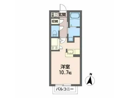 ブルースカイ柏木(ワンルーム/2階)の間取り写真