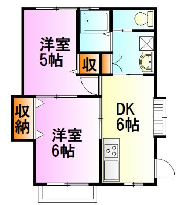 プライム秦野(2DK/2階)の間取り写真