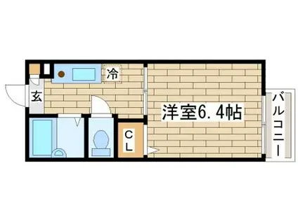 ディアス奥須磨(1K/1階)の間取り写真