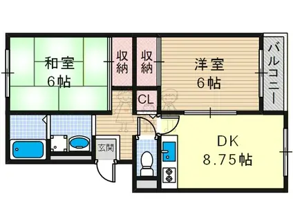 ハイツ中野(2DK/2階)の間取り写真