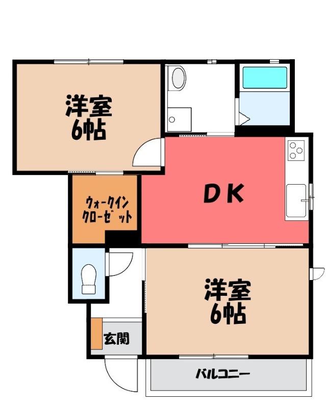 サラコルネホ ヴェルデ(2DK/1階)の間取り写真