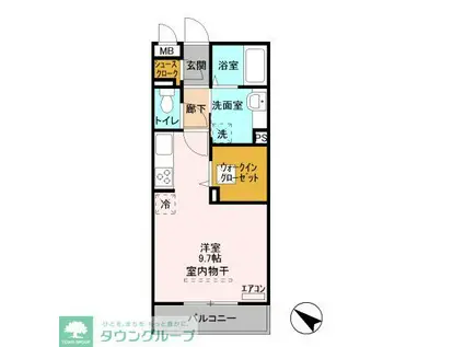 ロイジェントパークス レイクタウン J(ワンルーム/1階)の間取り写真