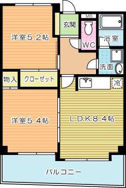 オールセインツ(2LDK/10階)の間取り写真