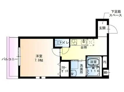 フジパレス北野田II番館(1K/1階)の間取り写真