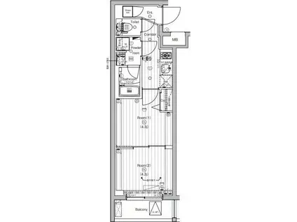 PREMIUM CUBE 世田谷(2K/2階)の間取り写真