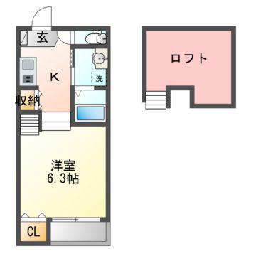 KS GARDEN栄生(1K/1階)の間取り写真
