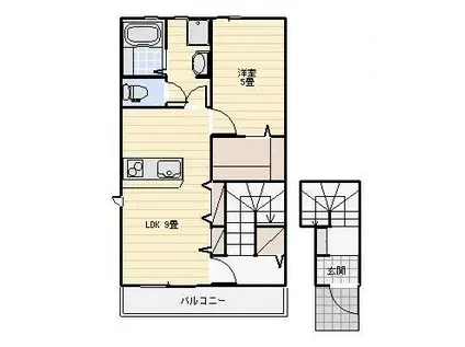 LOTUS小松(1LDK/2階)の間取り写真