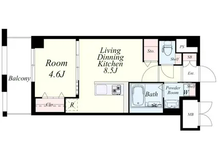 ベルコルティーレ(1LDK/2階)の間取り写真